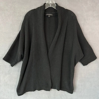 Cardigã Banana Republic feminino aberto suéter médio preto malha de algodão frente aberta - Imagem 1 de 4