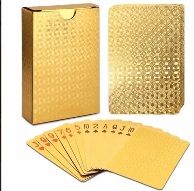 2 DECKS -- Gold Playing Cards - Waterproof Deck for poker, games, gifts etc - Image 1 of 4