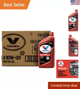 10W-30 High Mileage Motor Oil - Case of 6 Quarts with MaxLife Benefits - Picture 1 of 9