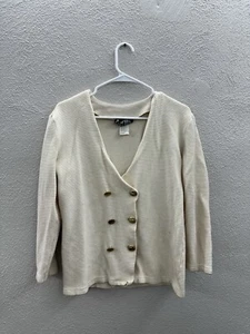 MA Studio Womens Cardigan Size Small Tan Double Breasted Ribbed - Picture 1 of 10