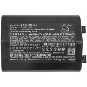Batterie appareil photo 3300mAh pour NIKON D6 Z9 P/N: EN-EL18d 35,64Wh 10,8V - Photo 1 sur 6