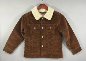 Wonder Nation Jacket Boy's Medium 8 Brown Coat Corduroy Sherpa Lined Button Up - Picture 1 of 14