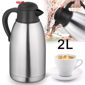 2L Edelstahl Thermoskanne Isolierkanne Kaffeekanne Thermosflasche Teekanne - Bild 1 von 20
