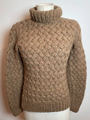 Suéter para mujer de diseñador de lana Prada grande tejido cuello tortuga tostado talla 44/mediano EE. UU. Foto 1 de 4