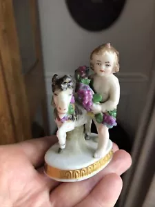 Antique German Dresden Figurine Exquisite Miniature Porcelain Putti With Goat - Picture 1 of 6