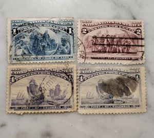 US Scott #230-31, (2)33 gebraucht, 31 getrimmte Perfs, 32 Eckriss, 33 beide verdünnt - Bild 1 von 2