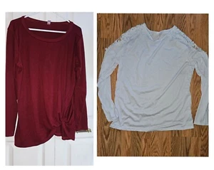 Lote de 2 camisas de mujer manga larga de encaje abierto talla grande - Imagen 1 de 12