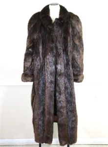 1970's Vintage Long-haired Beaver Full Length Fur Coat Size L-XL men / women - Picture 1 of 5