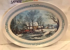 BROOKPARK WINTER CELEBRATION 21" X 15" OVAL TRAY #1521 2 USED - Picture 1 of 2