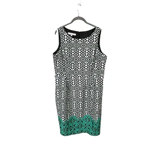 Evan-Picone Sheath Dress Sleeveless No Belt Women's Size 16 Black White Green - Picture 1 of 12