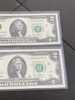2 consecutive 2013 $2 《 BINARY  NOTE  Almost Repeat #56665656/5》Super UNC！Rare！ - Image 1 of 4