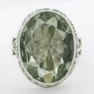 GENUINE 8.94 Cts GREEN AMETHYST RING .925 STERLING SILVER - New With Tag - Picture 1 of 4