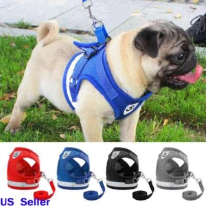 Pets Puppy Leash Control Harness Dog Cat Soft Mesh Walk Collar Safety Strap Vest - Picture 1 of 22