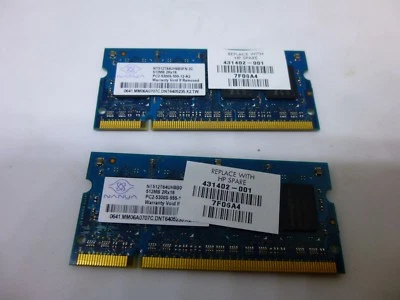LAPTOP MEMORY NANYA 512MB 2RX16 PC-2 5300S PAIR OF CHIPS - Image 1 of 3