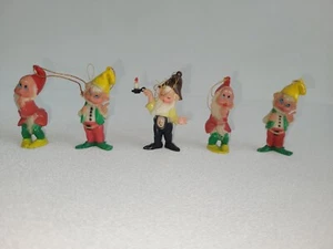 Vintage 1970s Macau Elf Christmas Ornaments Set of 5 - Hand-Painted - SEE VIDEO - Picture 1 of 11