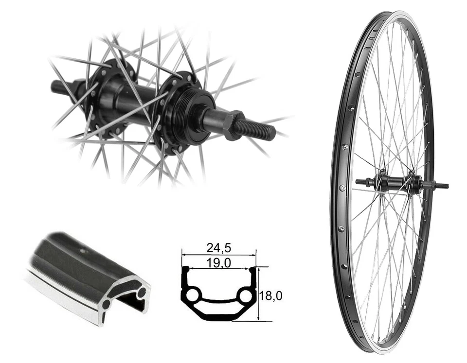 Hinterrad 27,5" Hohlkammerfelge Double schwarz Laufrad Schraubkranz 584-19 Zoll - Bild 1 von 1