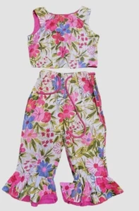 Vintage Boutique Miami deb Size 9 Girls Floral Capri Outfit Zip  Bottoms Deb - Picture 1 of 14