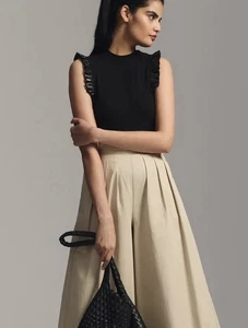 Anthropologie Sunday In Brooklyn schwarzes ärmelloses Tanktop Rüschen Top Damen XL - Bild 1 von 9