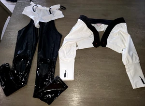 Mujer 2 Piezas NEGRO BLANCO COSPLAY HALLOWEEN DISFRAZ PLAY Talla PEQUEÑO CONJUNTO WOW! - Imagen 1 de 2