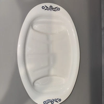 Plato vintage Corning Ware 16" tostador ovalado azul aciano P-19 Foto 1 de 4