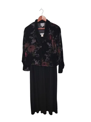 Vintage Carol Anderson Velvet Floral Black Dress with Jacket Size Large Petite - Image 1 of 4