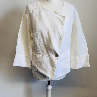 Oska Linen Jacket Size 1 UK 10 Cream Lagenlook Layer Relaxed Fit Capsule - Image 1 of 4