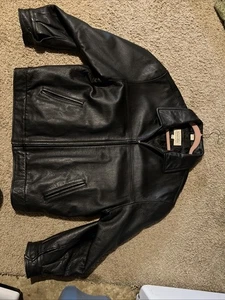 Giacca St Johns Bay uomo XL/XG pelle nera biker bomber foderato cappotto casual - Foto 1 di 21