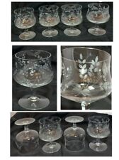 VINTAGE Crystal Cocktail Glasses 12 oz. ETCHED WILLOWS (1950s) 4-Piece Set