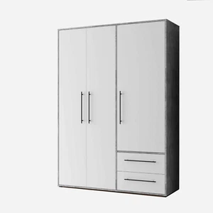 Armadio a 3 ante battenti FATHIE con 3 cassetti, in laminato. LAP 145x200x59 cm. - Foto 1 di 33