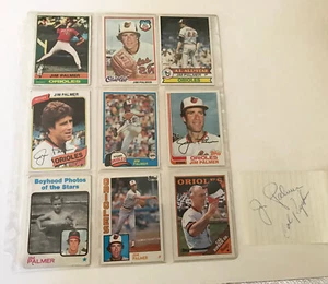 1980s--JIM PALMER & CAL RIPKIN (ORIOLES)--SIGNED PAPER + 9 TOPPS CARDS--NMT - Picture 1 of 3
