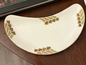 Vintage Crescent Moon Plate Art Deco Green Red Gold 7” Rosenthal Bavaria Trinket - Picture 1 of 10