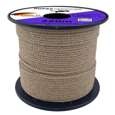 ROPES AND MORE Flachsseil Ø4mm 3-litzig gedreht Seil Naturseil Bastelseil Deko Tauwerk 10m-220m