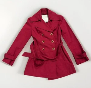 Beth Bowley Sz 4 Trench Coat Belted Jacket Cotton Y2K Double Breasted Preppy - Picture 1 of 10
