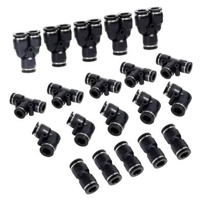 Adaptador de acessórios Air Line push to conect para mangueira pneumática OD preta 20 peças - Imagem 1 de 4