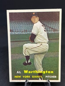 1957 Topps Baseball Card Al Worthington #39 Ex Range KB