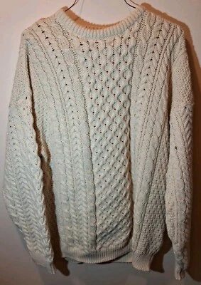 Vtg Adirondack Savile Row S XL  Wool Crew neck Sweater Ireland Fisherman Cabin  - Image 1 of 4