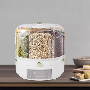 6 in 1 360?? Rotating Grain Cereal Dispenser Storage Box Kitchen Rice Container - Picture 1 of 9