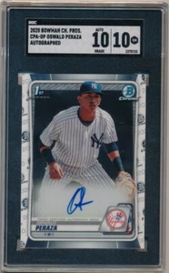 OSWALD PERAZA 2020 BOWMAN CHROME RC ROOKIE AUTOGRAPH SP SGC 10 GEM MINT 10 AUTO - Picture 1 of 2