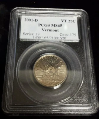 2001 D Washington Statehood Quarter - PCGS MS65 - Vermont - Image 1 of 2