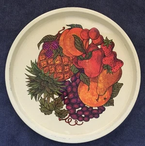 Serviertablett Großbritannien Hintergrund mit Früchten leuchtende Farben 11" Retro Cool!! - Bild 1 von 4