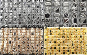 Wholesale Lots Mixed 3style 80pcs Enamel Rhinestone Men's Cool Rings Gifts - Picture 1 of 12