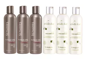 Scruples Platinum Shine Shampoo & White Tea Soothing Daily Conditioner Set of 6 - Picture 1 of 9