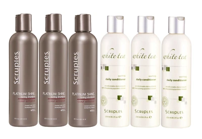 Scruples Platinum Shine Shampoo & White Tea Soothing Daily Conditioner Set of 6 - Image 1 of 4
