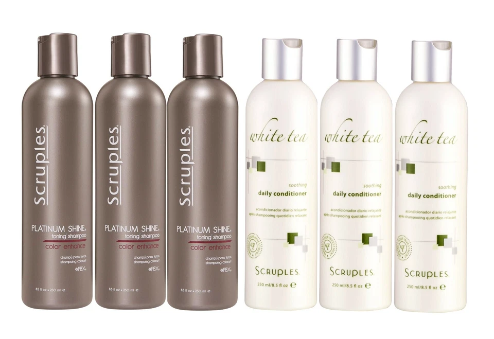 Scruples Platinum Shine Shampoo & White Tea Soothing Daily Conditioner Set of 6 - Image 1 of 4