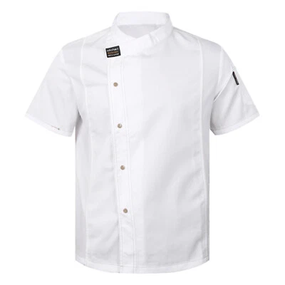 Mens Unisex Chef Coat Jacket Restaurant Kitchen Workwear Cooking Baking Uniforms - Image 1 of 4