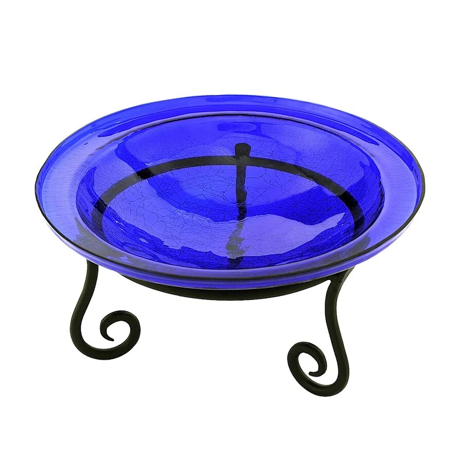 ACHLA 12" Crackle Birdbath with Short Stand, Cobalt Blue - CGB-01CB-S1 - Image 1 of 1