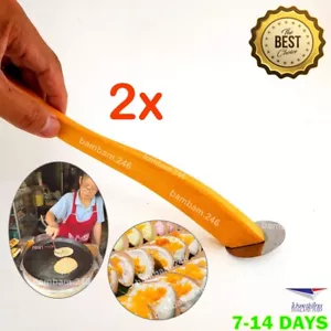 2x Kra Ja Wooden Stainless Spreader Thai Sweet Crispy Pancakes Kanom Buang Tool - Picture 1 of 8