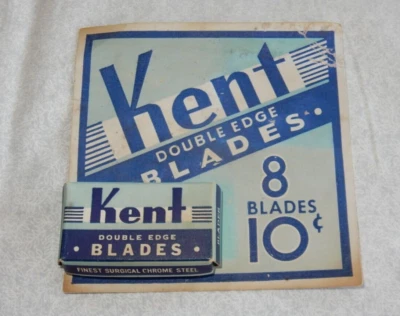 Vintage Kent Double Edge Blades 8 Blades 10 Cents on Card - Image 1 of 4