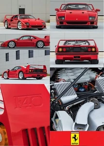 Ferrari 1991 F40 Twin-Turbocharged F120A V8 Supercar Canvas Poster Print 20 x 28 - Picture 1 of 8