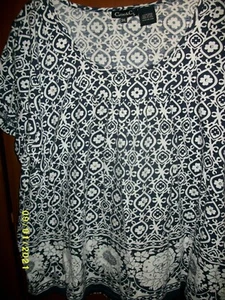 Casual & Co dunkelblau/schwarz-weiß gemustertes Kurzarm Oberteil Gr. 3xl 👕👕 - Bild 1 von 4